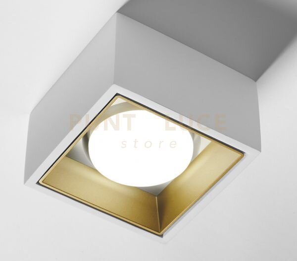 Nasso soffitto 1 luce attacco gx53 quadrata ottone in gesso e allu