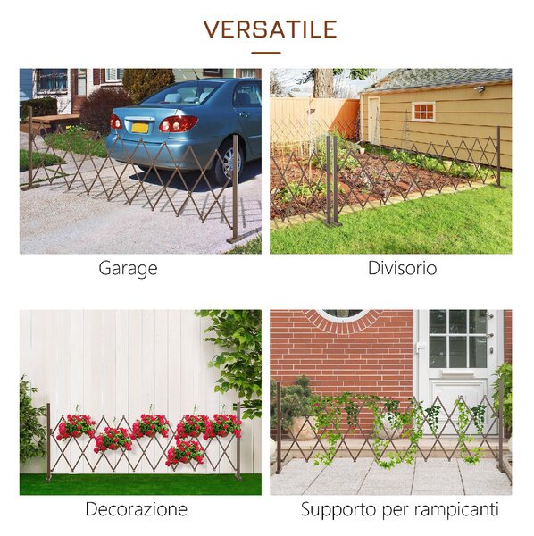 VivaGarden Recinzione per Giardino a Larghezza Regolabile in Metallo e Alluminio 300x31x103.5 cm colore Marrone Scuro