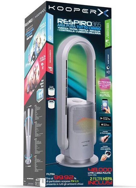 Kooper Respiro Purificatore Aria 2 Fitlri Hepa Silver - 5902488