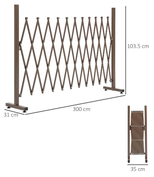 VivaGarden Recinzione per Giardino a Larghezza Regolabile in Metallo e Alluminio 300x31x103.5 cm colore Marrone Scuro