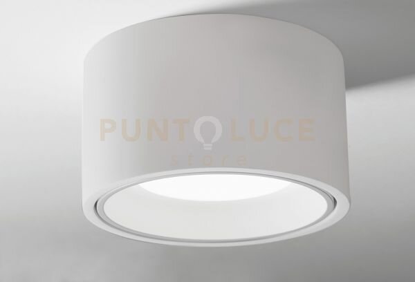 Nasso lampada da soffitto 1 luce tonda in gesso e alluminio bianco 