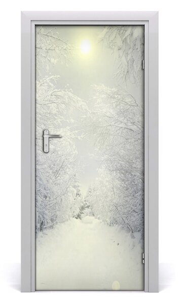 Adesivo per porta interna Foresta in inverno 75x205 cm