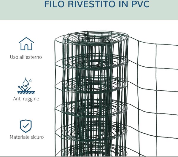 Brugel Rete Metallica da Giardino con Rivestimento in PVC per Recinzioni da Esterno 500x91cm Verde - 134D06