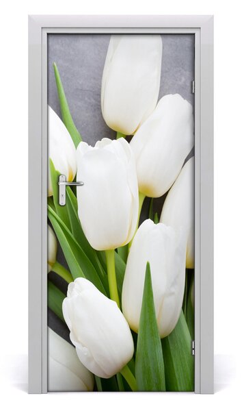Adesivo per porta interna Tulipani bianchi 75x205 cm