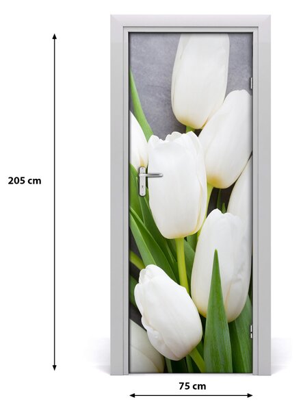 Adesivo per porta interna Tulipani bianchi 75x205 cm