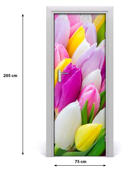 Poster adesivo per porta Tulipani colorati 75x205 cm