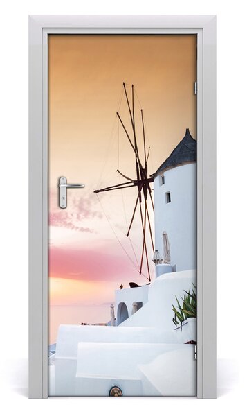 Adesivo per porta interna Santorini Grecia 75x205 cm