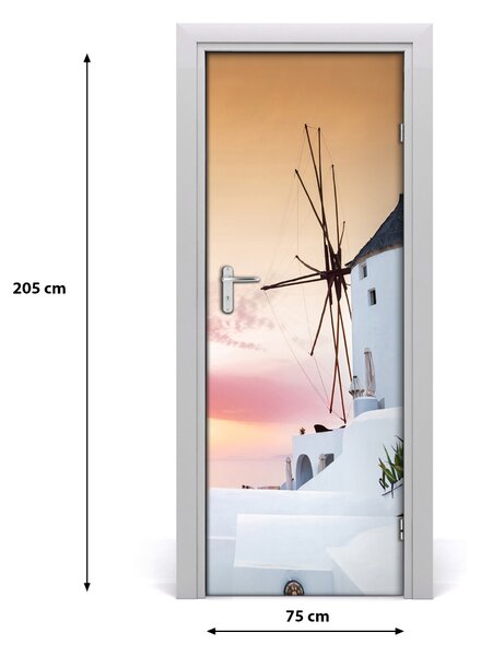 Adesivo per porta interna Santorini Grecia 75x205 cm