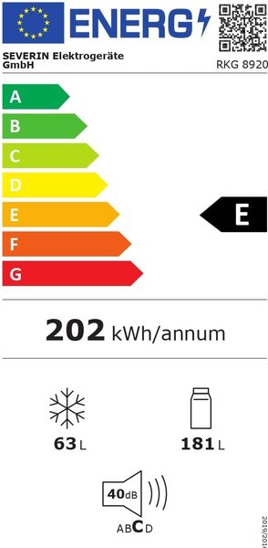 Severin RKG 8920 Frigorifero Combinato Classe energetica E Capacit 244 Litri Statico Cassetto Veggibox colore Rosso