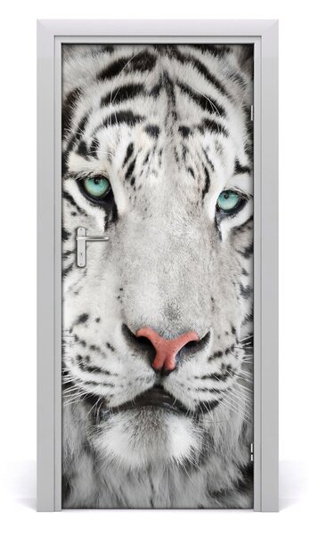 Poster adesivo per porta tigre bianca 75x205 cm