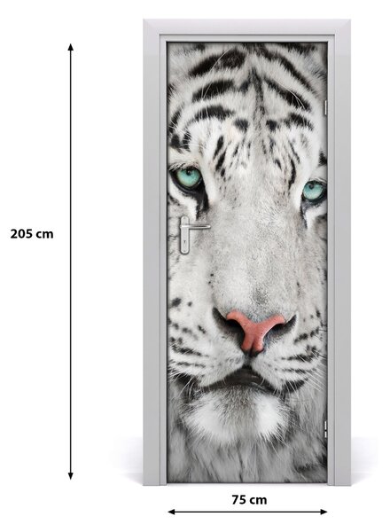 Poster adesivo per porta tigre bianca 75x205 cm
