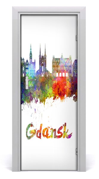 Poster adesivo per porta GDAńsk colorato 75x205 cm