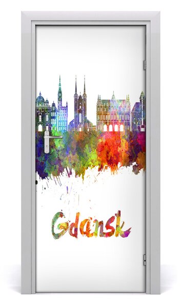 Poster adesivo per porta GDAńsk colorato 75x205 cm