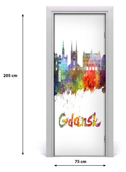 Poster adesivo per porta GDAńsk colorato 75x205 cm