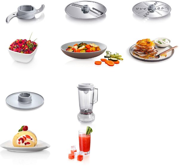 Bosch Robot da Cucina Multifunzione Capacit 2.3 Litri 2 Velocit Potenza 800 Watt Funzione Moment + Bicchiere Frullatore Capacit 1 Litro - MCM320