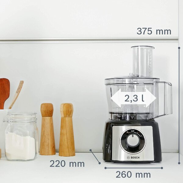 Bosch Robot da Cucina Multifunzione Capacit 2.3 Litri 2 Velocit Potenza 800 Watt Funzione Moment + Bicchiere Frullatore Capacit 1 Litro colore N