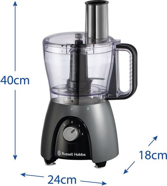 Russell Hobbs Robot da Cucina Multifunzione Capacit 2.3 Litri Potenza 600 Watt 2 Velocit + Funzione Pulse colore Nero - 27111-56