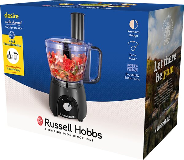 Russell Hobbs Robot da Cucina Multifunzione Capacit 2.3 Litri Potenza 600 Watt 2 Velocit + Funzione Pulse colore Nero - 27111-56