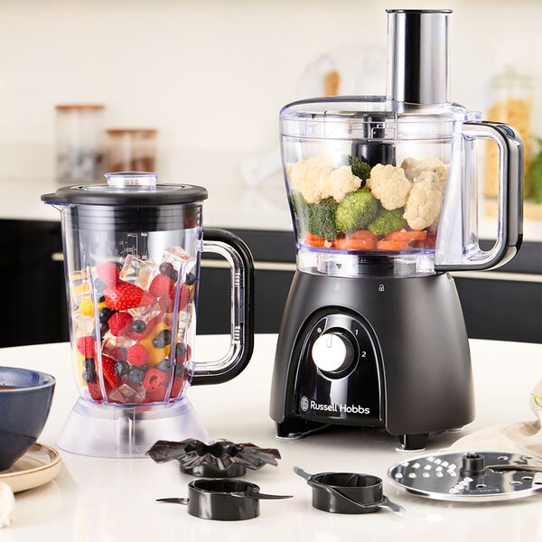 Russell Hobbs Robot da Cucina Multifunzione Capacit 2.3 Litri Potenza 600 Watt 2 Velocit + Funzione Pulse colore Nero - 27111-56