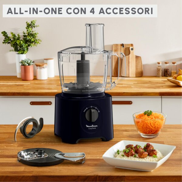 Moulinex Robot da Cucina Multifunzione Capacit 2.4 Litri Potenza 800 Watt 2 Velocit colore Nero - FP242810