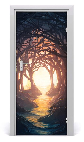 Adesivo per porta foresta oscura 75x205 cm