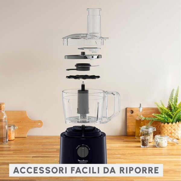 Moulinex Robot da Cucina Multifunzione Capacit 2.4 Litri Potenza 800 Watt 2 Velocit colore Nero - FP242810