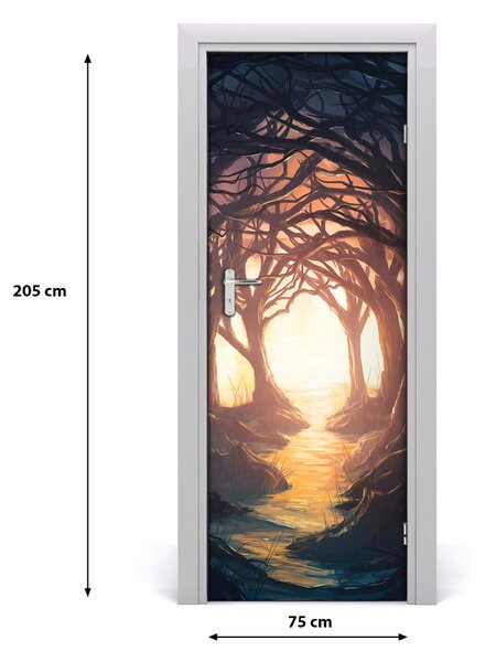 Adesivo per porta foresta oscura 75x205 cm