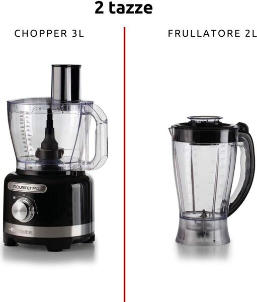 Ariete Robot da Cucina Multifunzione Capacit 3 Litri Potenza 1000 Watt 2 Velocit + Pulse colore Nero - 00C178202AR0 Gourmet Pro Moderna