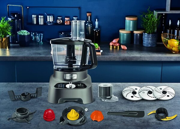 Moulinex Robot da Cucina Multifunzione Capacit 3 Litri Potenza 1000 watt 2 Velocit + Pulse colore Grigio - FP825E10 Double Force
