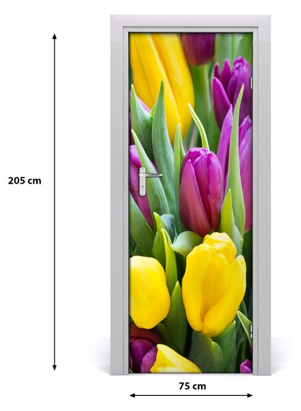 Sticker porta Tulipani colorati 75x205 cm
