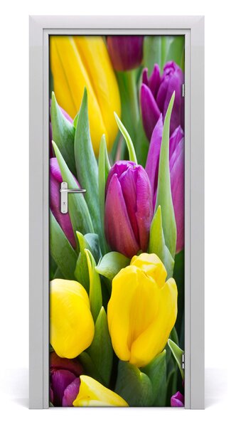 Sticker porta Tulipani colorati 75x205 cm