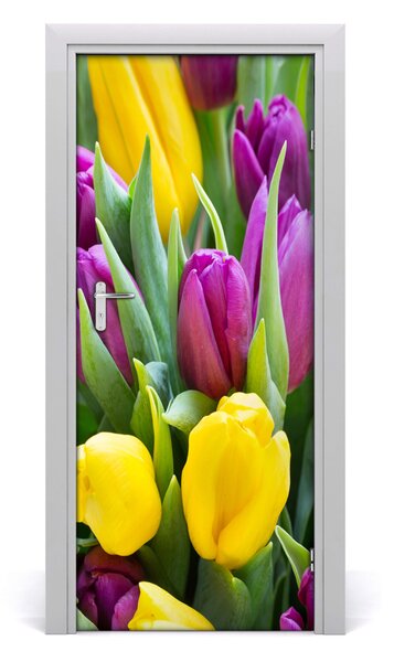 Sticker porta Tulipani colorati 75x205 cm