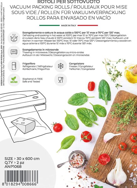Magic Vac Rotolo per macchina sottovuoto 30 cm x 6 mt Confezione da 2 Rotoli - ANP1068