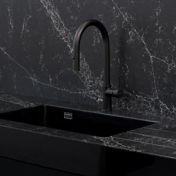 SCHOCK Rubinetto Cucina Miscelatore con Doccetta Estraibile Monocomando Canna Alta colore Nero - SXRAINBK