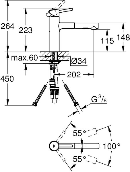 GROHE Rubinetto Cucina Miscelatore con Doccetta Estraibile Monocomando colore Cromo - 30273001 Concetto