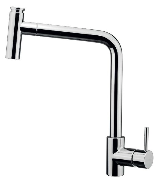 CROLLA Rubinetto Cucina Miscelatore con Doccetta Estraibile Monocomando a T colore Cromo - ES 7770 CR Metropolitan