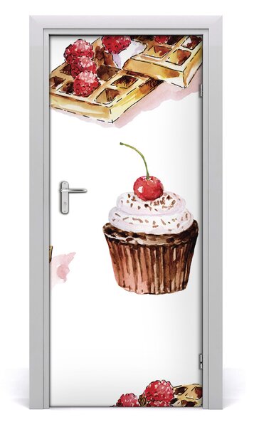 Adesivo per porta Muffin e waffle 75x205 cm