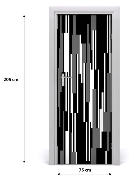 Sticker porta Linee in bianco e nero 75x205 cm