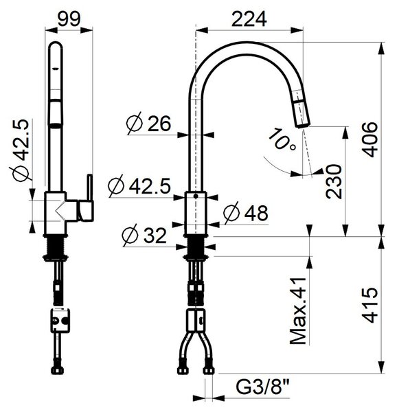 Apell Rubinetto Cucina Miscelatore con Doccetta Estraibile Monocomando colore Cromo - APG6892CR