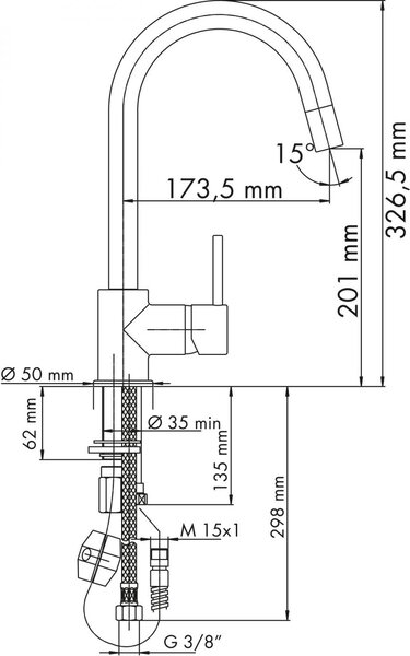 Plados Rubinetto Cucina Miscelatore con Doccetta Estraibile Monocomando in Ultragranit colore Black Matt UG70 - PUNTOBPEX