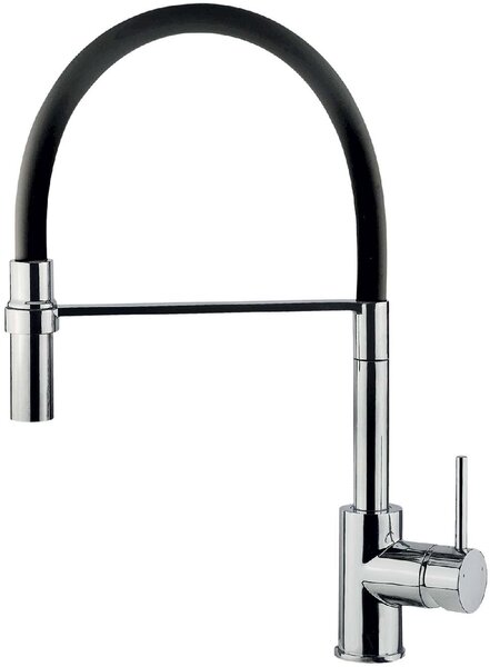 CROLLA Rubinetto Cucina Miscelatore con Doccetta Estraibile Monocomando con Canna Nera colore Cromo - ES 593 CR Mojito