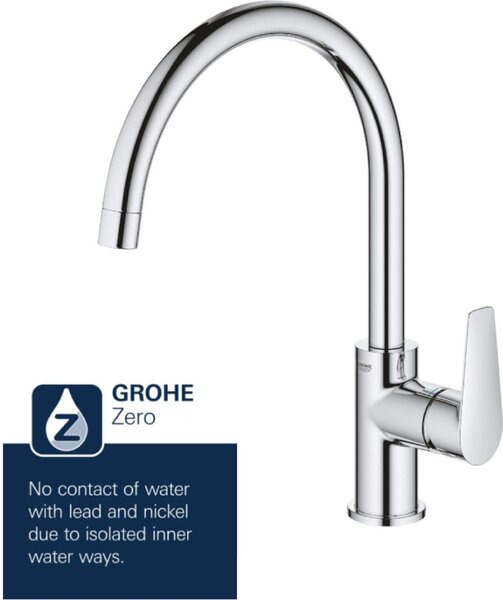 GROHE Rubinetto Cucina Miscelatore Lavello Monocomando a Canna Alta colore Cromo - 31 367 001 Bauedge