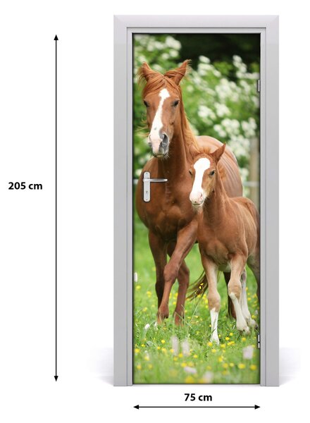 Adesivo per porta interna Cavalla e puledro 75x205 cm