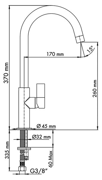 Plados Rubinetto Cucina Miscelatore Lavello Monocomando colore Titanio UM42 - SLIMFIX