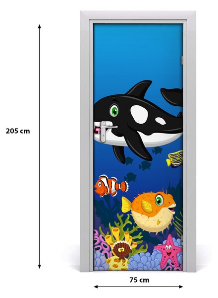 Adesivo per porta interna Mondo sott'acqua 75x205 cm