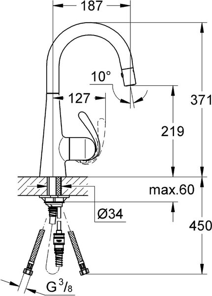 GROHE Rubinetto Cucina Miscelatore Monocomando colore Acciaio - ZEDRA 32296SD0