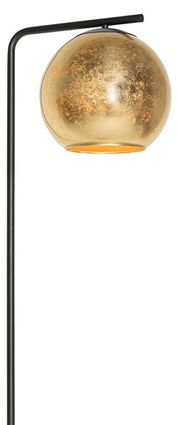 Lampada da terra di design nera con vetro dorato - Bert