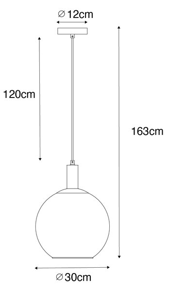 Lampada a sospensione di design nera con vetro dorato - Bert
