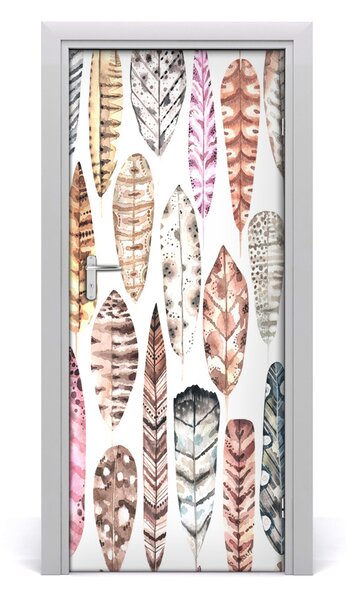 Adesivo per porta Piume colorate 75x205 cm