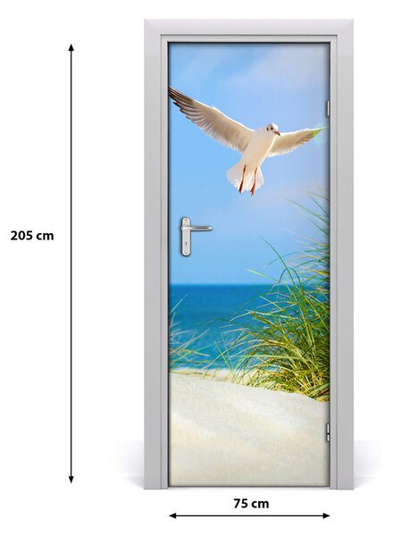 Adesivo per porta Gabbiano sopra le dune 75x205 cm